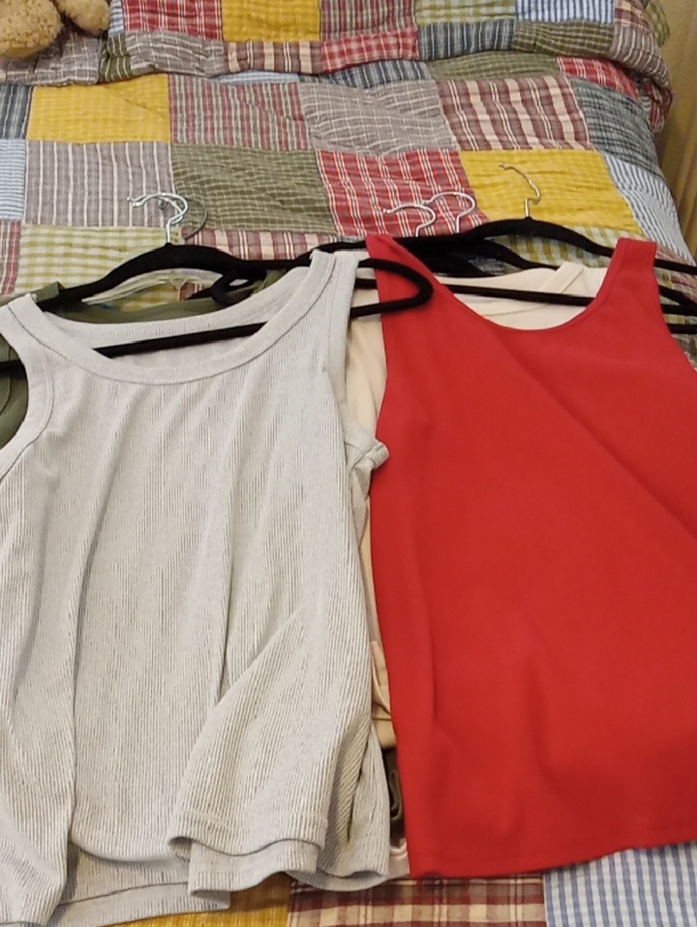 Stack of Women's Ribbed Tank Tops - Mixed Colors.  7 Total. Size XXL - Picture 4 of 5